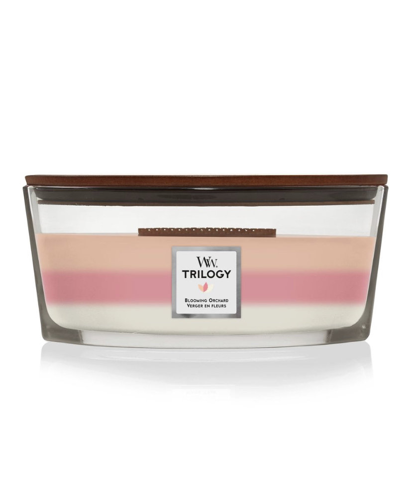 Ароматична свічка з ніжними нотами Woodwick Ellipse Trilogy Blooming Orchard 453 г